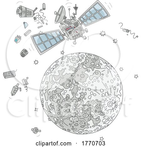 Broken Satellite Orbiting Around the Moon by Alex Bannykh