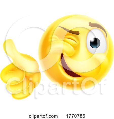 Winking Thumbs up Cheeky Emoticon Cartoon Face by AtStockIllustration