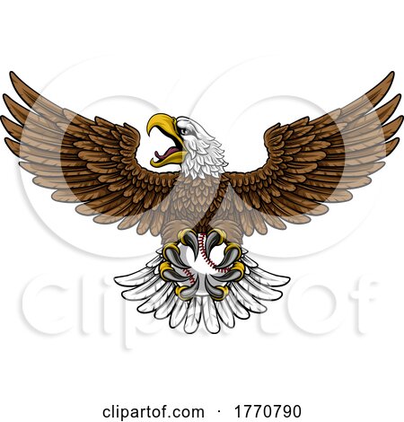 Bald Eagle Hawk Flying Baseball Ball Claw Mascot by AtStockIllustration