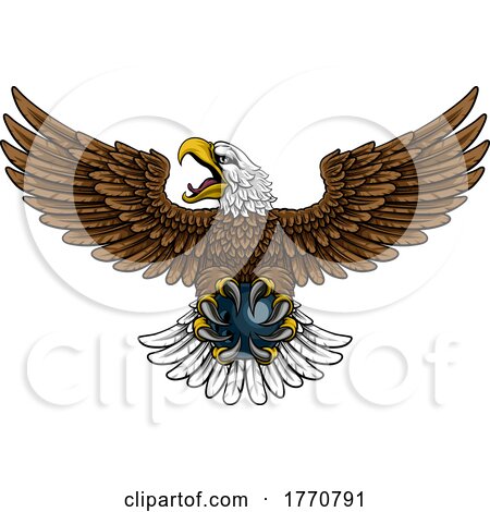 Bald Eagle Hawk Flying Bowling Ball Claw Mascot by AtStockIllustration