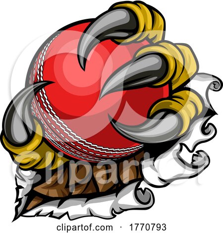 Tearing Ripping Claw Talon Holding Cricket Ball by AtStockIllustration
