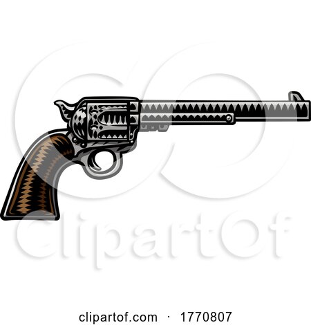 Cowboy Gun Western Pistol Old Vintage Revolver by AtStockIllustration