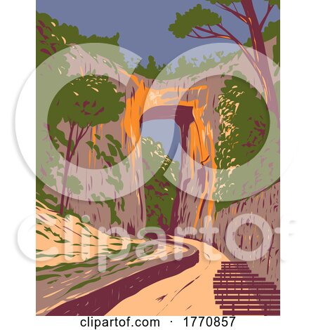 Natural Bridge State Park with a Natural Arch in Rockbridge County Virginia WPA Poster Art by patrimonio