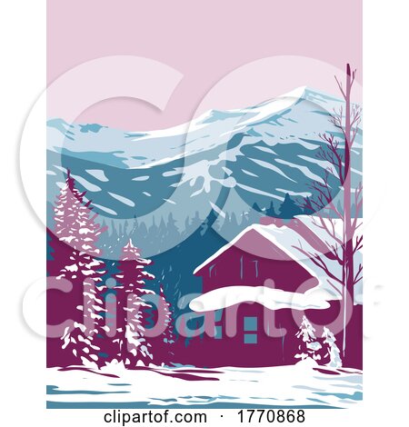 Breckenridge with Tenmile Range in the Rocky Mountains During Winter in Colorado WPA Poster Art by patrimonio