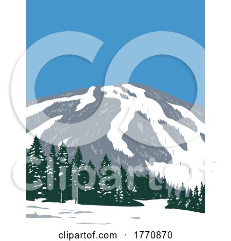 Copper Mountain Ski Resort During Winter Located in Summit County Colorado WPA Poster Art by patrimonio