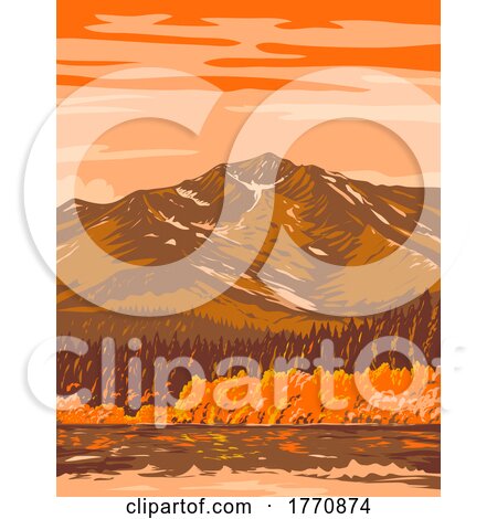 Fallen Leaf Lake in Fall from Taylor Creek Trail California USA WPA Poster Art by patrimonio