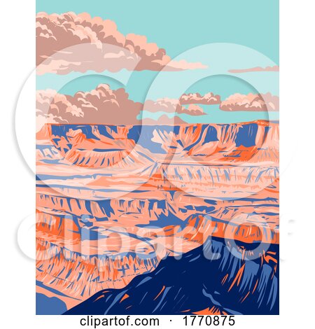 Grand Canyon National Park Carved by the Colorado River in Arizona USA WPA Poster Art by patrimonio
