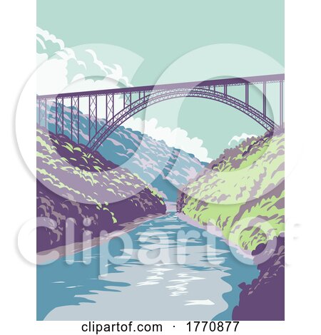 New River Gorge National Park and Preserve in the Appalachian Mountains in West Virginia USA WPA Poster Art by patrimonio