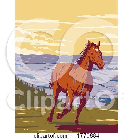Mustang in Pryor Mountain Wild Horse Range in Carbon and Big Horn Counties of Montana WPA Poster Art by patrimonio