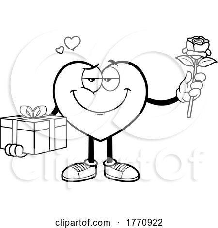 Cartoon Black and White Heart Mascot Character Valentine by Hit Toon