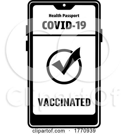Covid 19 Passport on a Cell Phone Screen by Hit Toon