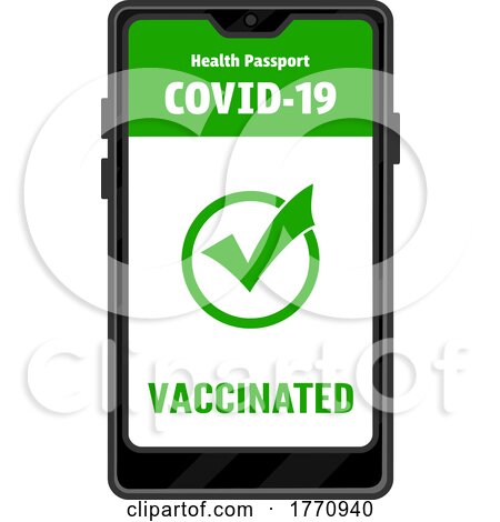 Covid 19 Passport on a Cell Phone Screen by Hit Toon
