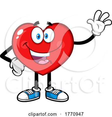 Cartoon Heart Mascot Character Waving by Hit Toon