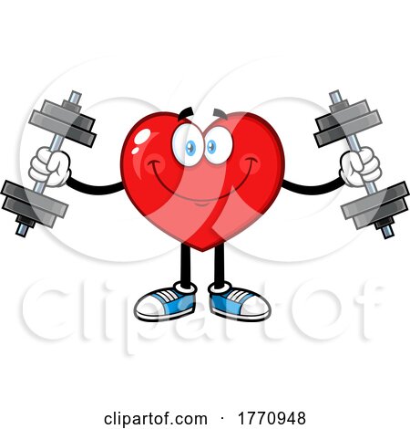 Cartoon Heart Mascot Character Working out by Hit Toon