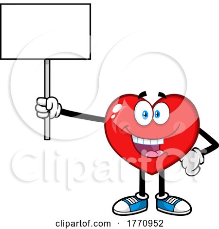 Cartoon Heart Mascot Character Holding a Blank Sign by Hit Toon
