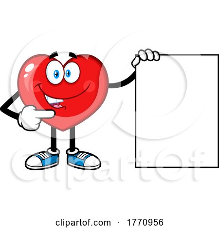 Cartoon Heart Mascot Character with a Blank Sign by Hit Toon