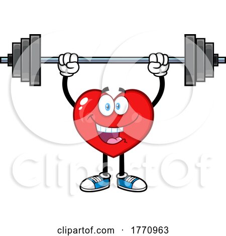 Cartoon Heart Mascot Character Lifting a Barbell by Hit Toon