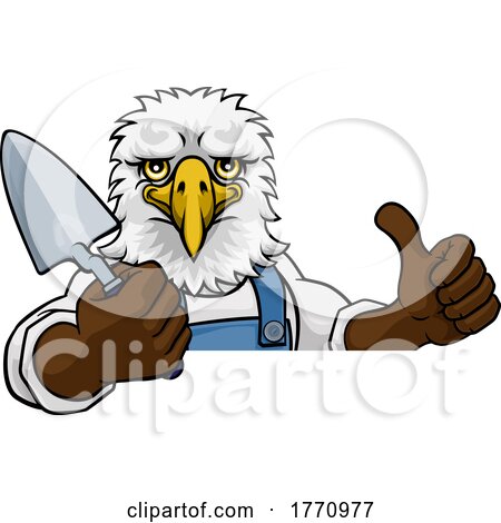Eagle Bricklayer Builder Holding Trowel Tool by AtStockIllustration