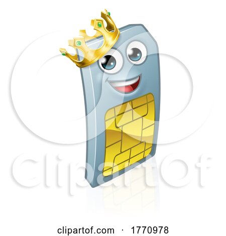 Mobile Phone King Sim Card Cartoon Mascot by AtStockIllustration