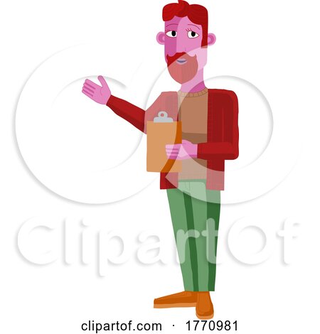 Man with Clipboard Checklist Pointing Illustration by AtStockIllustration