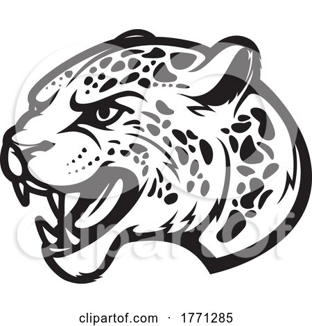 jaguar face clipart black and white