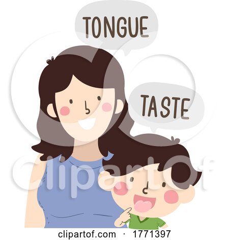Kid Boy Mom Teach Body Part Tongue Taste by BNP Design Studio