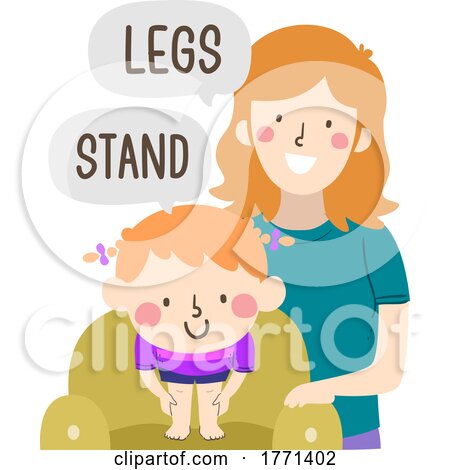 Kid Girl Mom Teach Body Part Legs Stand by BNP Design Studio