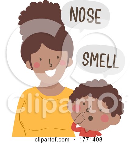 Boy Mom Teach Body Part Nose Smell Illustration by BNP Design Studio