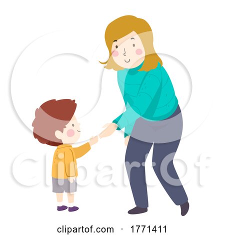 Kid Boy Girl Adult Shake Hands Illustration by BNP Design Studio
