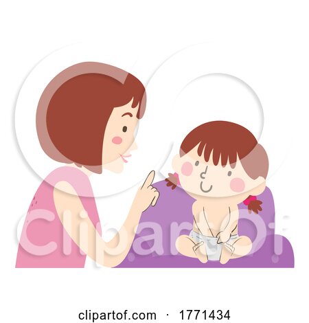 Girl Toddler Mom Touch Private Part Illustration by BNP Design Studio