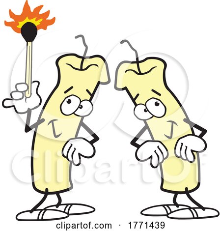 Cartoon Candle Sharing a Match by Johnny Sajem