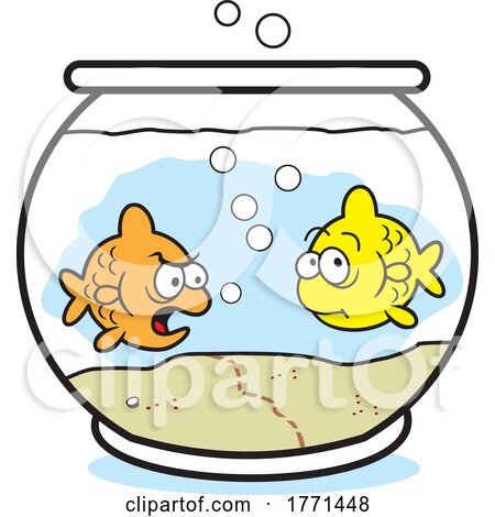 Cartoon Fighting Fish in a Bowl by Johnny Sajem