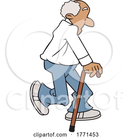 Cartoon Elderly Man Walking with a Cane by Johnny Sajem