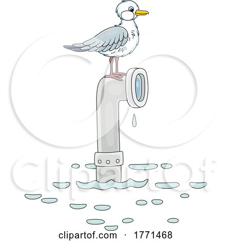 Cartoon Seagull on a Periscope by Alex Bannykh