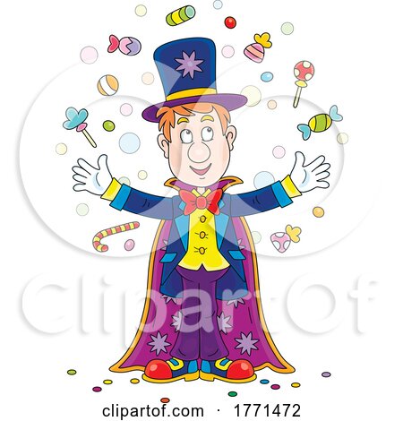 Clipart of a Black and White Magician - Royalty Free Vector Illustration by  visekart #1465075