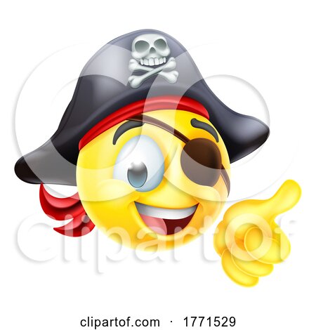 Pirate Thumbs up Emoticon Cartoon Face by AtStockIllustration