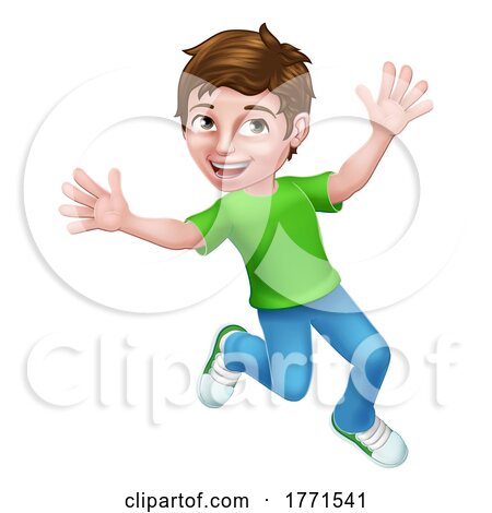 Happy Boy Kid Child Cartoon Character by AtStockIllustration