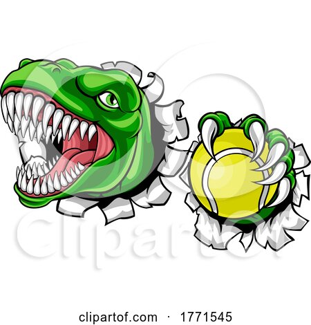 Dinosaur Tennis Player Animal Sports Mascot by AtStockIllustration