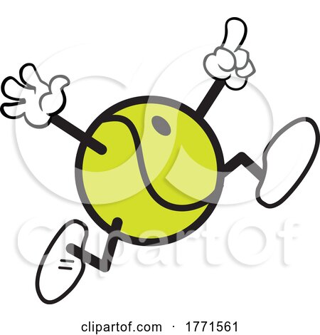 Cartoon Tennis Ball Mascot Celebrating and Running by Johnny Sajem