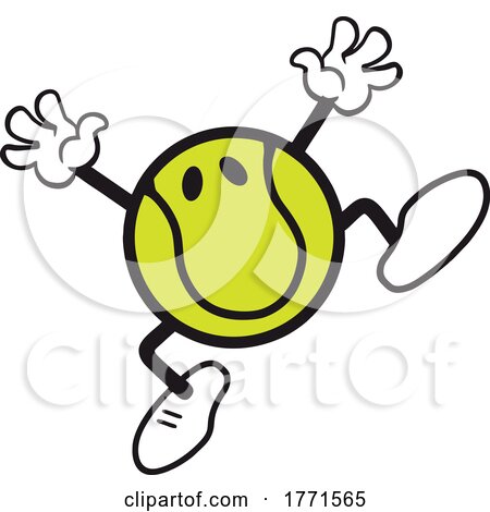 Cartoon Tennis Ball Mascot Jumping by Johnny Sajem