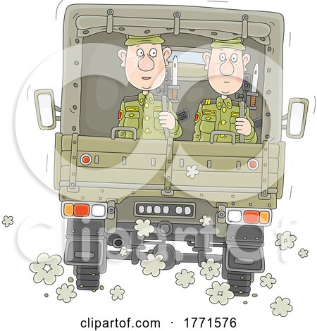 Cartoon Soldiers in the Back of a Truck by Alex Bannykh