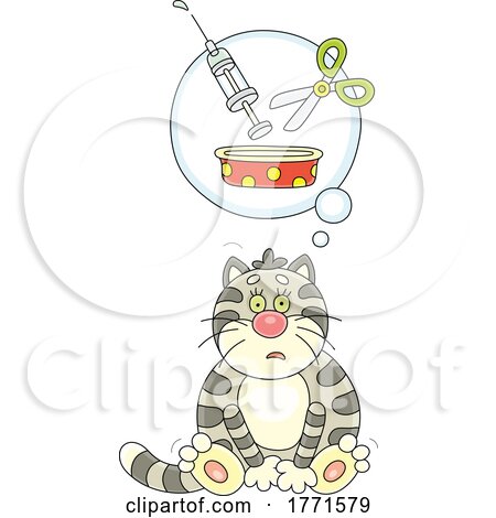 Cartoon Cat Thinking About Sterilization by Alex Bannykh