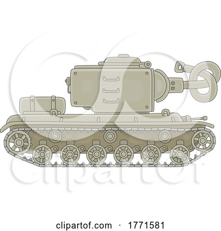 Cartoon Military Tank with a Knotted Gun Barrel by Alex Bannykh