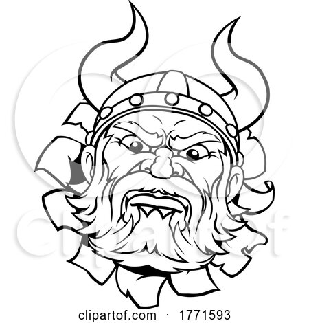 Viking Warrior Barbarian Mascot Cartoon Face by AtStockIllustration