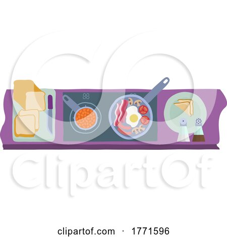 Cooking Food Full English Fried Breakfast Kitchen by AtStockIllustration