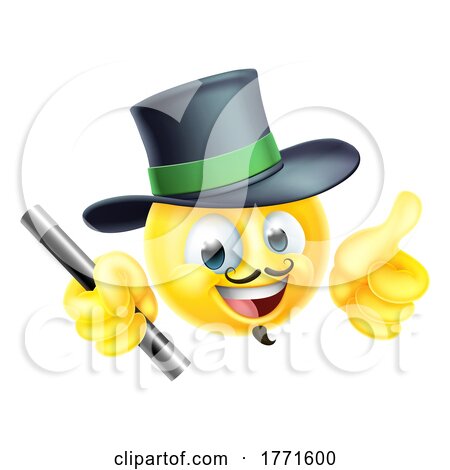 Magician Emoticon Cartoon Face Thumbs up Icon by AtStockIllustration