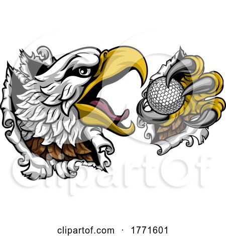 Bald Eagle Hawk Ripping Golf Ball Mascot by AtStockIllustration