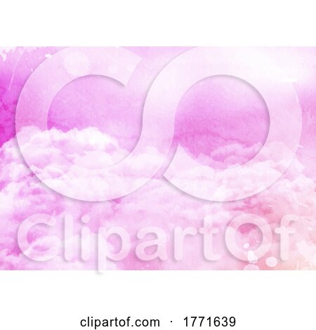 Watercolour Style Sugar Cotton Candy Clouds Background by KJ Pargeter