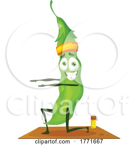 Pea Mascot Doing Yoga by Vector Tradition SM