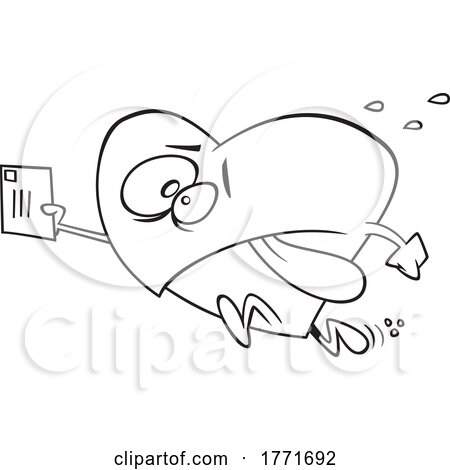 Cartoon Black and White Late Valentine Heart Sending Mail by toonaday